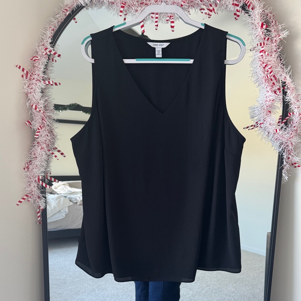 Nine West Black V-Neck Tank Top
